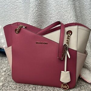 Michael Kors Pink and Cream Jet Set Bag